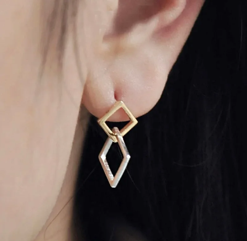 Grab Stylish Jewelry Before The Sale Ends ELEMENT - Sterling Silver & Gold square shaped earrings Grab Stylish Jewelry Before The Sale Ends ELEMENT - Sterling Silver & Gold square shaped earrings