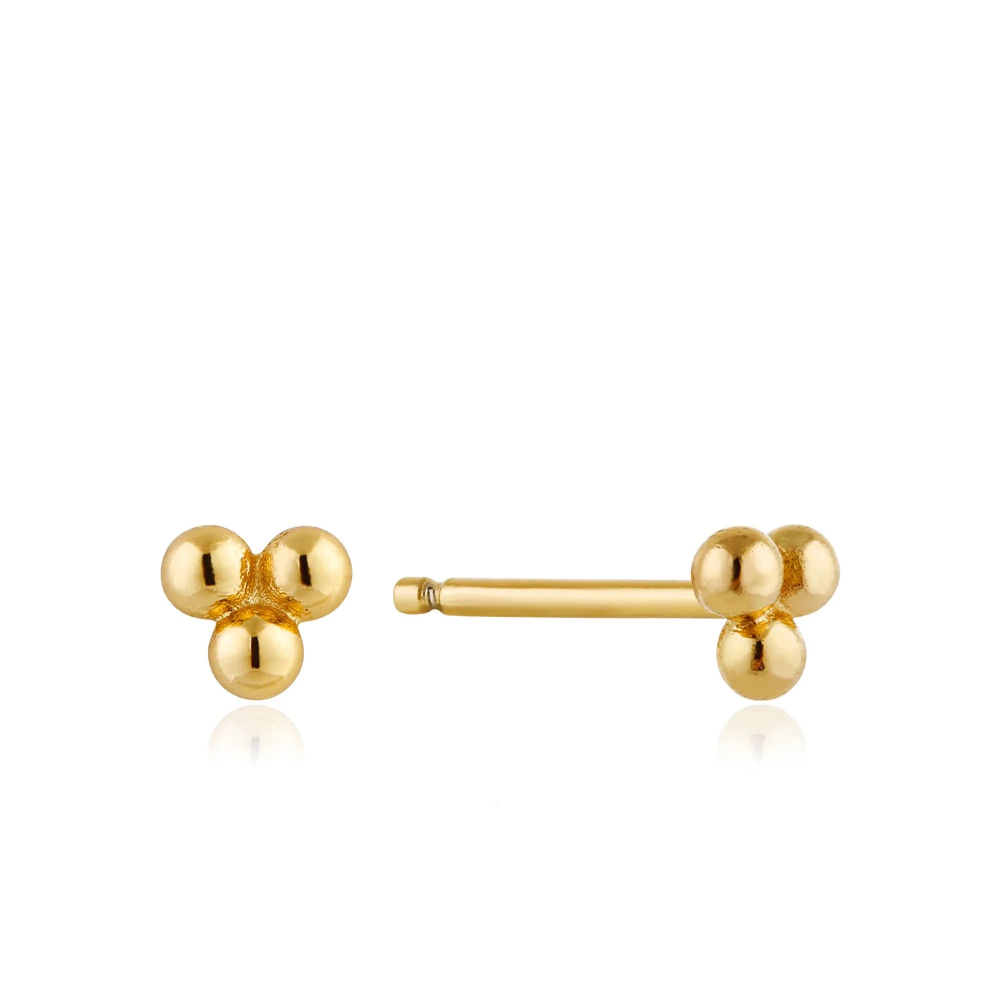 Limited-Time Jewelry Sale – Don't Miss These Deals Gold Modern Triple Ball Stud Earrings in Sterling Silver