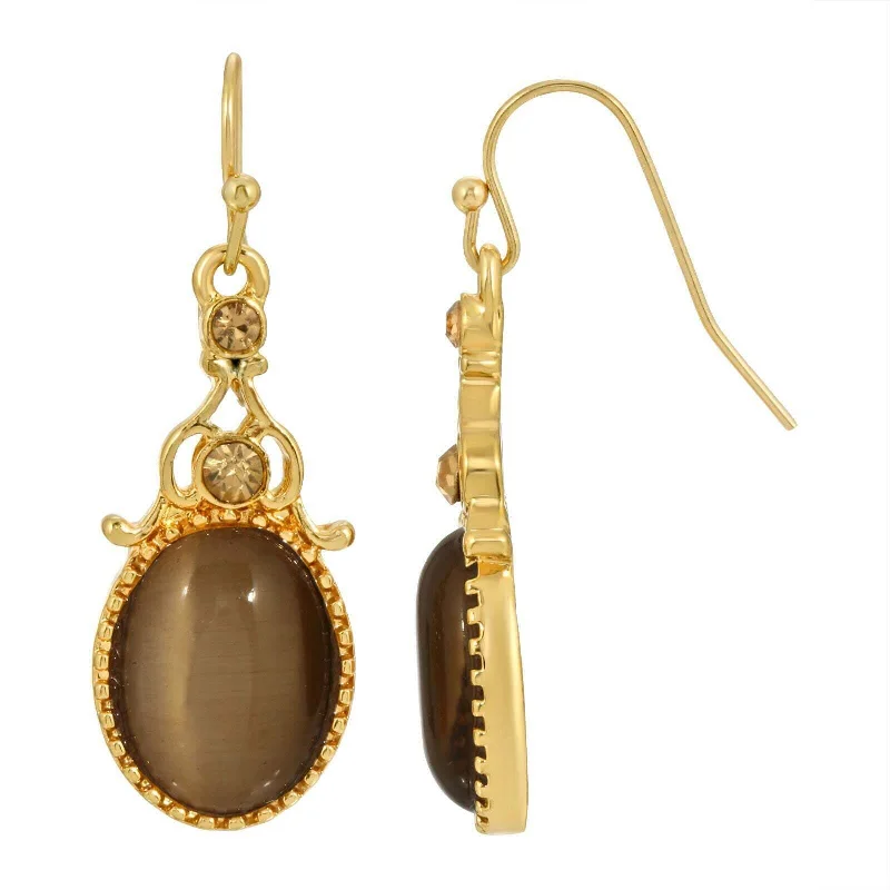Don't Miss Out – Shop Elegant Jewelry For Less 1928 Jewelry Topaz Crystal And Topaz Cat Eye Oval Drop Earrings Don't Miss Out – Shop Elegant Jewelry For Less 1928 Jewelry Topaz Crystal And Topaz Cat Eye Oval Drop Earrings