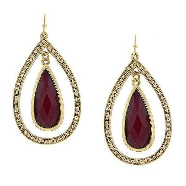 Stunning Jewelry Pieces At The Lowest Prices Ever 2028 Jewelry Burgundy Teardrop Stone Open Hoop Earrings Stunning Jewelry Pieces At The Lowest Prices Ever 2028 Jewelry Burgundy Teardrop Stone Open Hoop Earrings