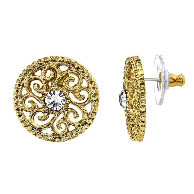 Flash Deals On Fine Jewelry – Shop Before It's Gone 1928 Jewelry Crystal Open Lattice Button Earrings Flash Deals On Fine Jewelry – Shop Before It's Gone 1928 Jewelry Crystal Open Lattice Button Earrings