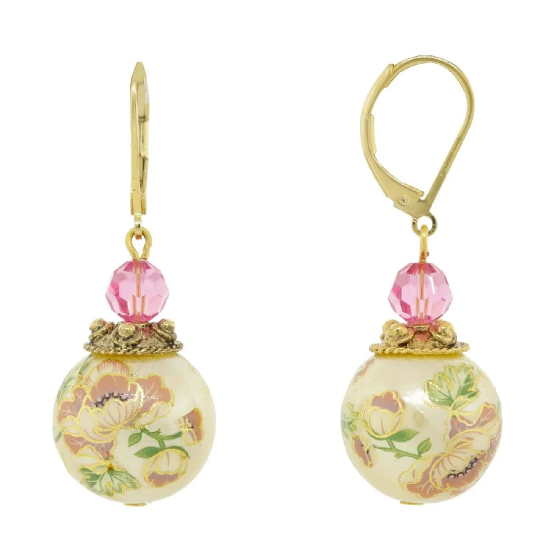 Clearance Sale On High-End Jewelry Collections 1928 Jewelry Flower Decal Faux Pearl With Pink Crystal Drop Earrings Clearance Sale On High-End Jewelry Collections 1928 Jewelry Flower Decal Faux Pearl With Pink Crystal Drop Earrings