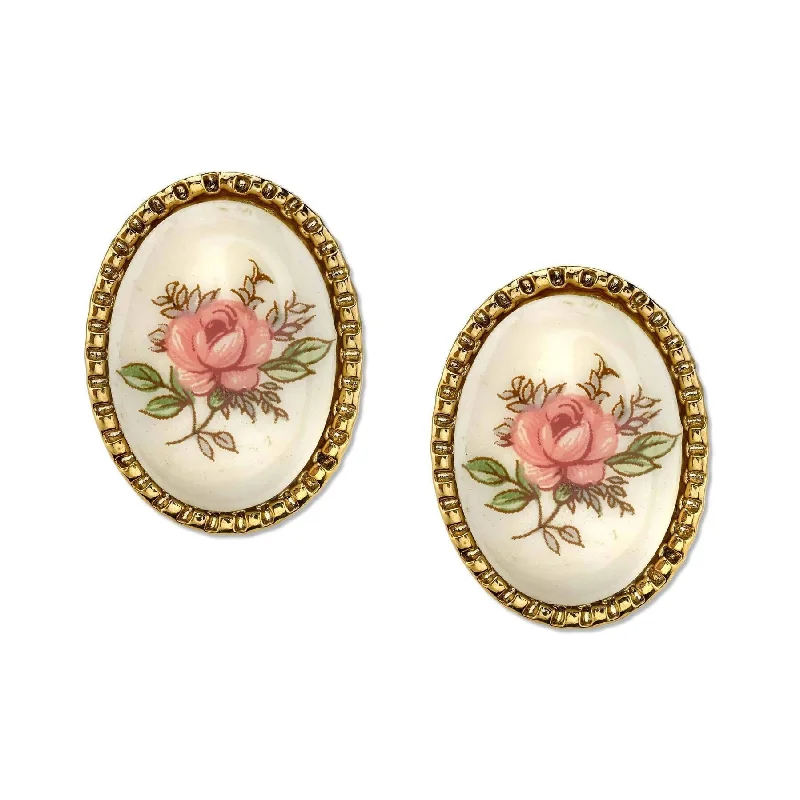 Stunning Statement Jewelry, Unbeatable Discounts 1928 Jewelry Ivory Color With Floral Decal Oval Button Earrings Stunning Statement Jewelry, Unbeatable Discounts 1928 Jewelry Ivory Color With Floral Decal Oval Button Earrings