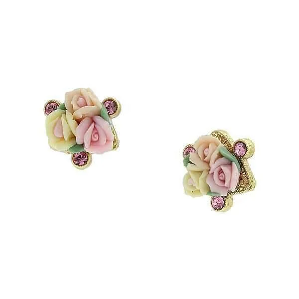Last Chance To Shop High-End Jewelry At Markdown Prices 1928 Bridal Pink Crystal And Ivory And Pink Porcelain Rose Button Earrings Last Chance To Shop High-End Jewelry At Markdown Prices 1928 Bridal Pink Crystal And Ivory And Pink Porcelain Rose Button Earrings