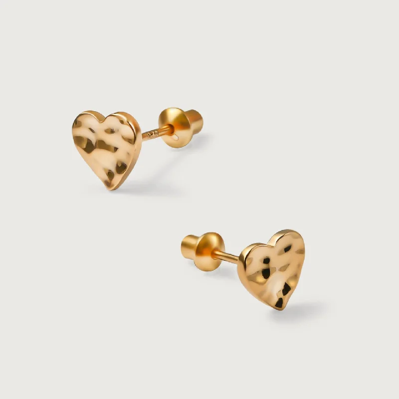 Sparkle For Less – Shop Jewelry Deals Now Grecian Hammered Heart Stud Earrings in 9K Gold