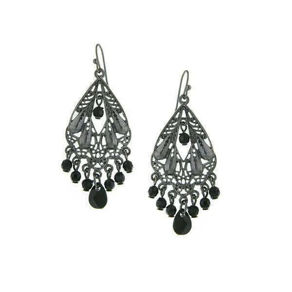 Fashion-Forward Jewelry At Incredible Prices 1928 Jewelry Black Faceted Bead Filigree Chandelier Earrings Fashion-Forward Jewelry At Incredible Prices 1928 Jewelry Black Faceted Bead Filigree Chandelier Earrings