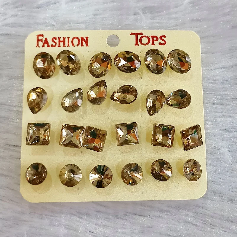 Handcrafted Jewelry Sale – Unique Designs At Low Prices JewelMaze  Set of 12 Pairs Crystal Stone Stud Earrings Combo - 1004750A