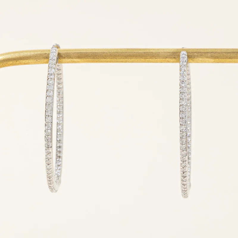 Customized Silver Jewelry For Unique Style Large Diamond Hoop Earrings | 1.28ctw |