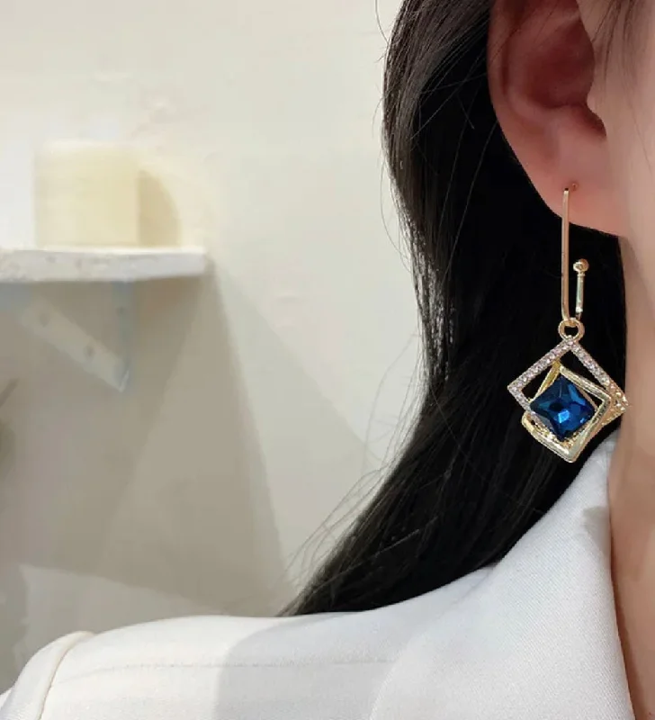 Grab Exquisite Jewelry At The Lowest Prices MARINA - 14k Gold Plated Blue Zircon Earrings Grab Exquisite Jewelry At The Lowest Prices MARINA - 14k Gold Plated Blue Zircon Earrings