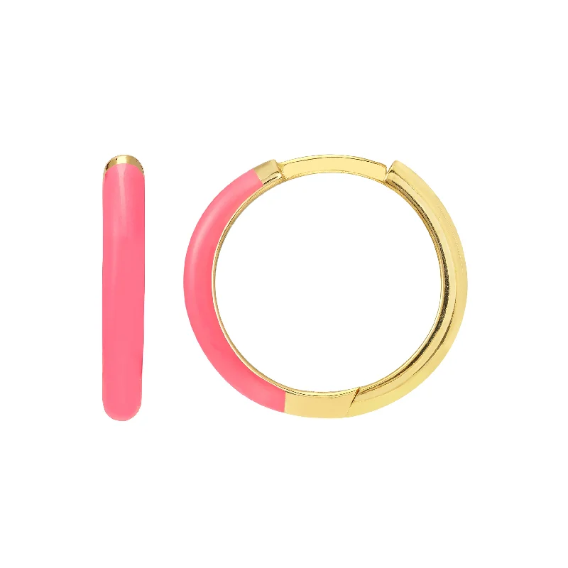 Huge Savings On Timeless Jewelry Collections Neon Pink Enamel 1/2 Polished Hoops