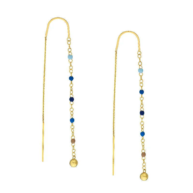 Versatile Layering Jewelry For Effortless Chic Ombre Blue Enamel Threader Earrings Versatile Layering Jewelry For Effortless Chic Ombre Blue Enamel Threader Earrings