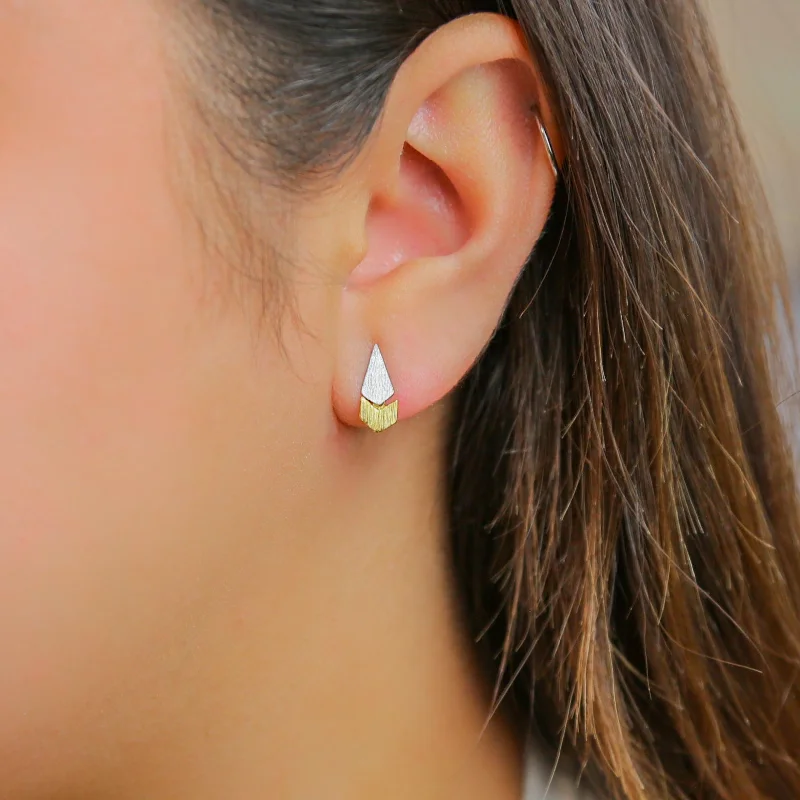 Trending Jewelry Styles Now At Limited-Time Discounts PHARAOH- Gold + Silver Earring Solid 925 Sterling Silver Fan-Shaped Stud Earring Trending Jewelry Styles Now At Limited-Time Discounts PHARAOH- Gold + Silver Earring Solid 925 Sterling Silver Fan-Shaped Stud Earring