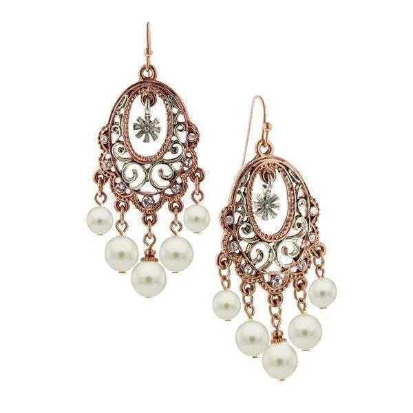 Huge Markdowns On Premium Jewelry Styles 1928 Jewelry Oval Filigree Crystal & Faux Pearl Chandelier Earrings Huge Markdowns On Premium Jewelry Styles 1928 Jewelry Oval Filigree Crystal & Faux Pearl Chandelier Earrings