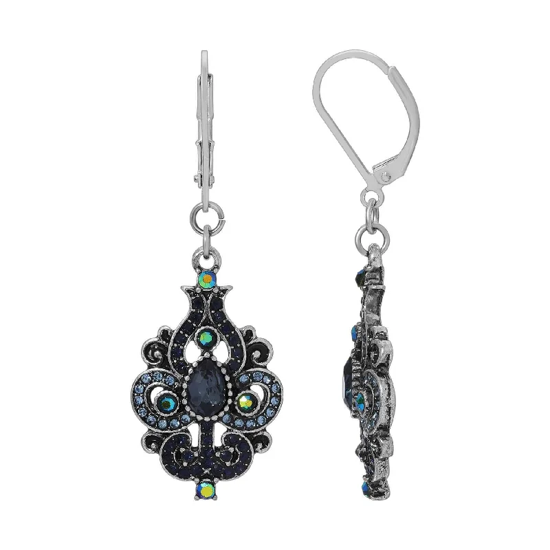 The Perfect Jewelry Piece At The Perfect Price Regency Giovane Iridescent AB Crystal & Blue Stone Spade Drop Earrings The Perfect Jewelry Piece At The Perfect Price Regency Giovane Iridescent AB Crystal & Blue Stone Spade Drop Earrings