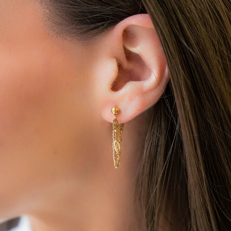 Fashion-Forward Geometric Jewelry For Contemporary Style REVOLT - 18K GOLD Earring Double Layer Chain Pendant Earrings Fashion-Forward Geometric Jewelry For Contemporary Style REVOLT - 18K GOLD Earring Double Layer Chain Pendant Earrings