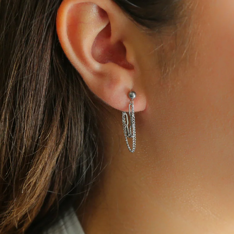 Stunning Jewelry At A Fraction Of The Price REVOLT - Sterling SILVER Earring Double Chain Pendant Stainless Steel Earring Stunning Jewelry At A Fraction Of The Price REVOLT - Sterling SILVER Earring Double Chain Pendant Stainless Steel Earring