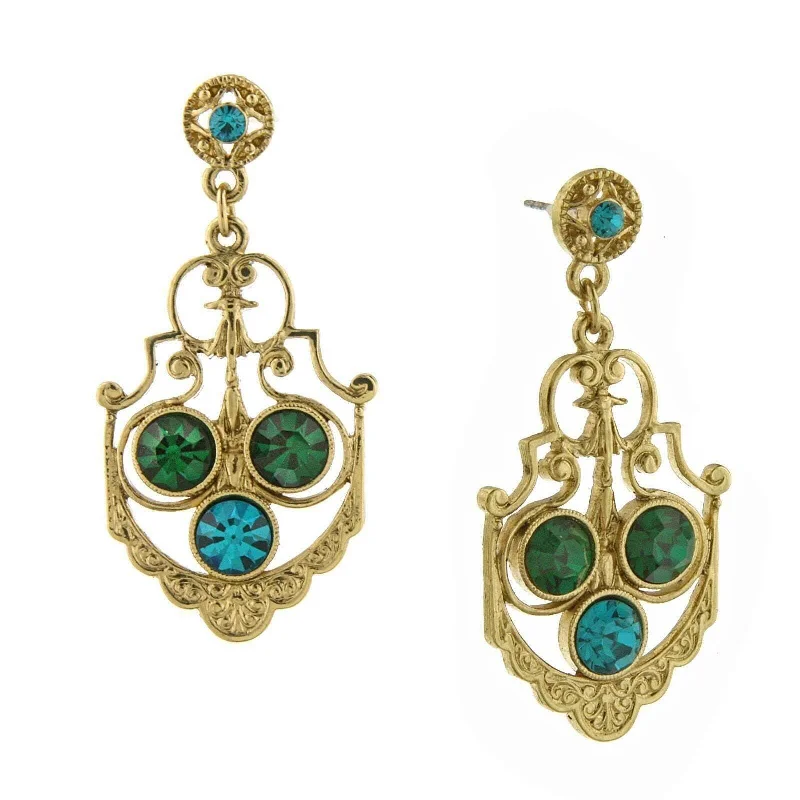 Elevate Your Outfit With Discounted Statement Jewelry 1928 Jewelry Blue Zircon Color And Green Crystal Drop Earrings Elevate Your Outfit With Discounted Statement Jewelry 1928 Jewelry Blue Zircon Color And Green Crystal Drop Earrings