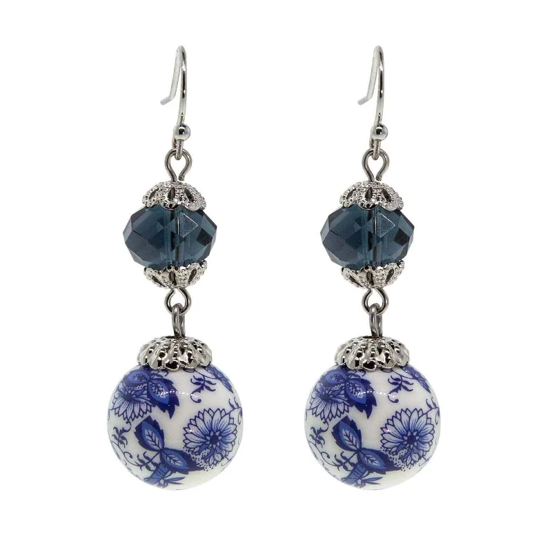 Bohemian-Inspired Jewelry For Free-Spirited Fashion 1928 Jewelry Blue Willow Dark Blue And Beaded Drop Earrings Bohemian-Inspired Jewelry For Free-Spirited Fashion 1928 Jewelry Blue Willow Dark Blue And Beaded Drop Earrings