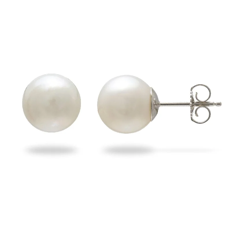 Eco-Friendly Sustainable Jewelry For Conscious Buyers South Sea White Pearl Earrings in White Gold - 8-9mm