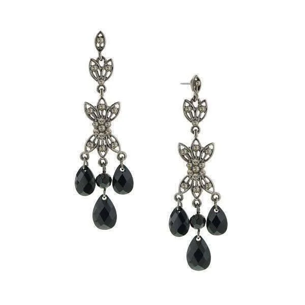 Luxury Handcrafted Jewelry For Elegant Looks 1928 Jewelry Triple Black Diamond Teardrop Crystal Post Dangle Earrings Luxury Handcrafted Jewelry For Elegant Looks 1928 Jewelry Triple Black Diamond Teardrop Crystal Post Dangle Earrings