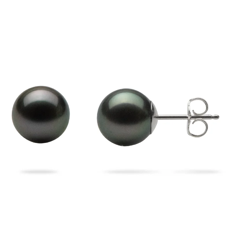 Grab Your Favorite Jewelry At The Lowest Prices Tahitian Black Pearl Earrings in White Gold - 9-10mm Grab Your Favorite Jewelry At The Lowest Prices Tahitian Black Pearl Earrings in White Gold - 9-10mm