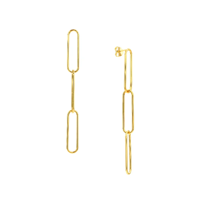 High-Quality Gemstone Jewelry For Special Occasions Three Link Paper Clip Dangle Earrings High-Quality Gemstone Jewelry For Special Occasions Three Link Paper Clip Dangle Earrings