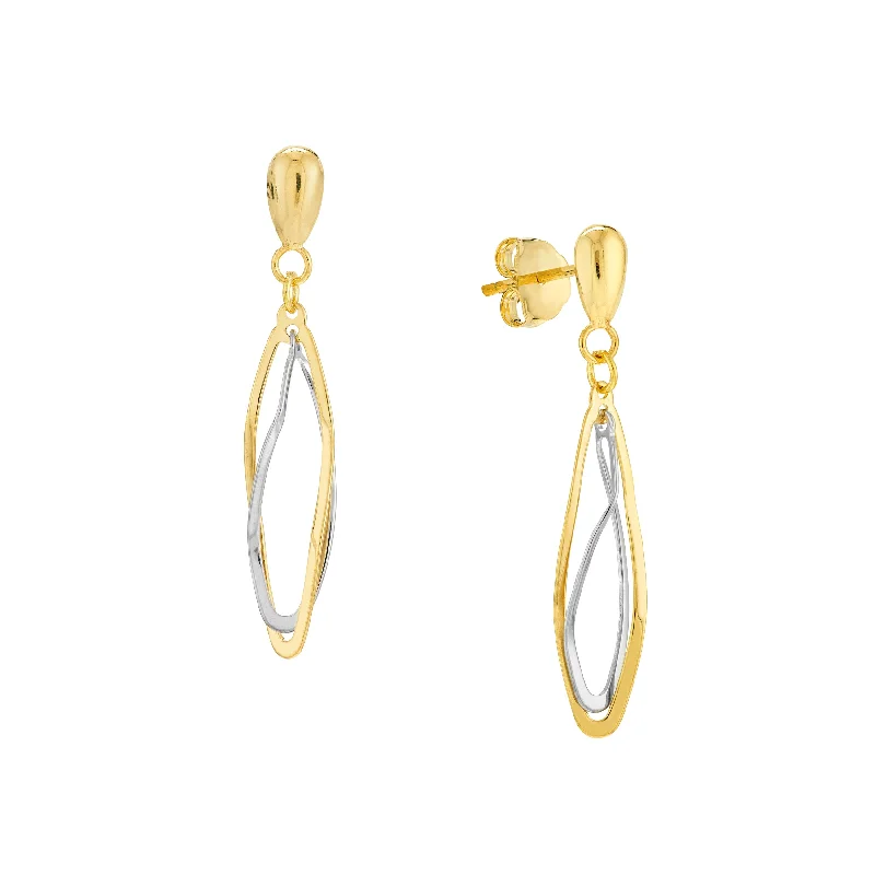Shop Modern Jewelry Collections With Exclusive Discounts Two-Tone Double Curved Oval Earrings on Post Back Shop Modern Jewelry Collections With Exclusive Discounts Two-Tone Double Curved Oval Earrings on Post Back