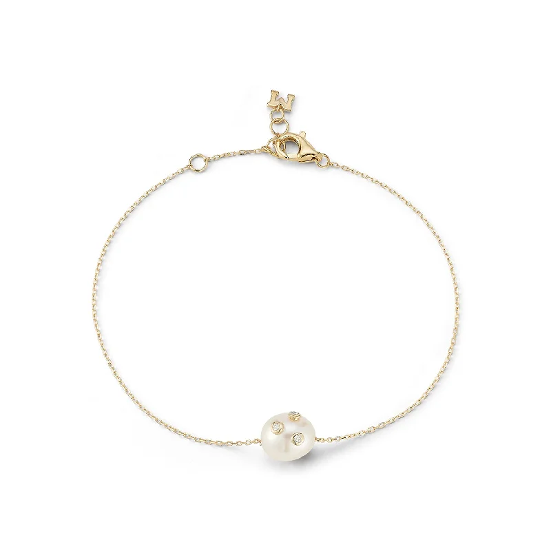 Best Jewelry Sale – Shop Exclusive Designs Now 14kt Scattered Diamond Bezel Baroque Pearl Bracelet
