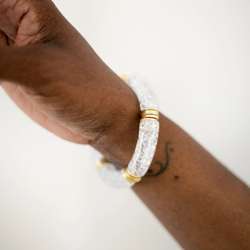 Best-Selling Jewelry Styles Now At Exclusive Discounts Acrylic + Gold Bamboo Bracelet: Ice + Gold