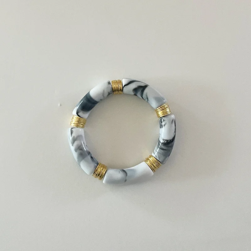 Modern Statement Jewelry For Bold Styling Acrylic + Gold Bamboo Bracelet: Marble + Gold Modern Statement Jewelry For Bold Styling Acrylic + Gold Bamboo Bracelet: Marble + Gold