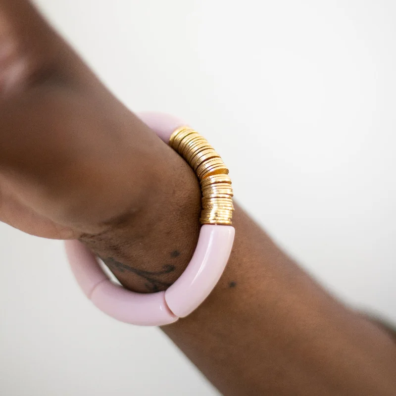 Affordable Gold-Plated Jewelry For Modern Fashion Acrylic + Gold Bamboo Bracelet: Mauve + Gold Affordable Gold-Plated Jewelry For Modern Fashion Acrylic + Gold Bamboo Bracelet: Mauve + Gold