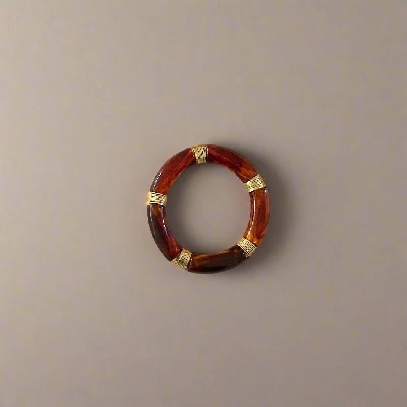 Premium Jewelry At Promotional Prices – Shine Today Acrylic + Gold Bamboo Bracelet: Tortoise + Gold