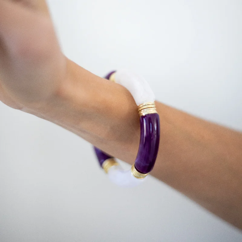 Exclusive Jewelry Sale – Limited-Time Discounts Acrylic + Gold Bamboo Bracelet: Violet + Alabaster Exclusive Jewelry Sale – Limited-Time Discounts Acrylic + Gold Bamboo Bracelet: Violet + Alabaster