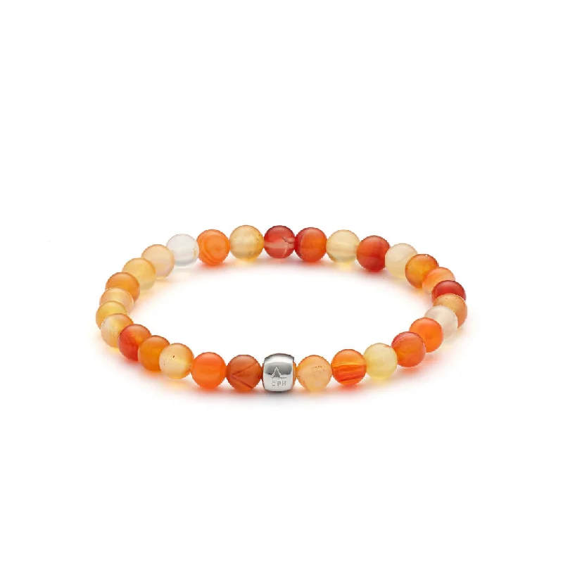 Limited-Time Jewelry Sale – Don't Miss These Deals (6mm) Silver Bracelet w. Carnelian