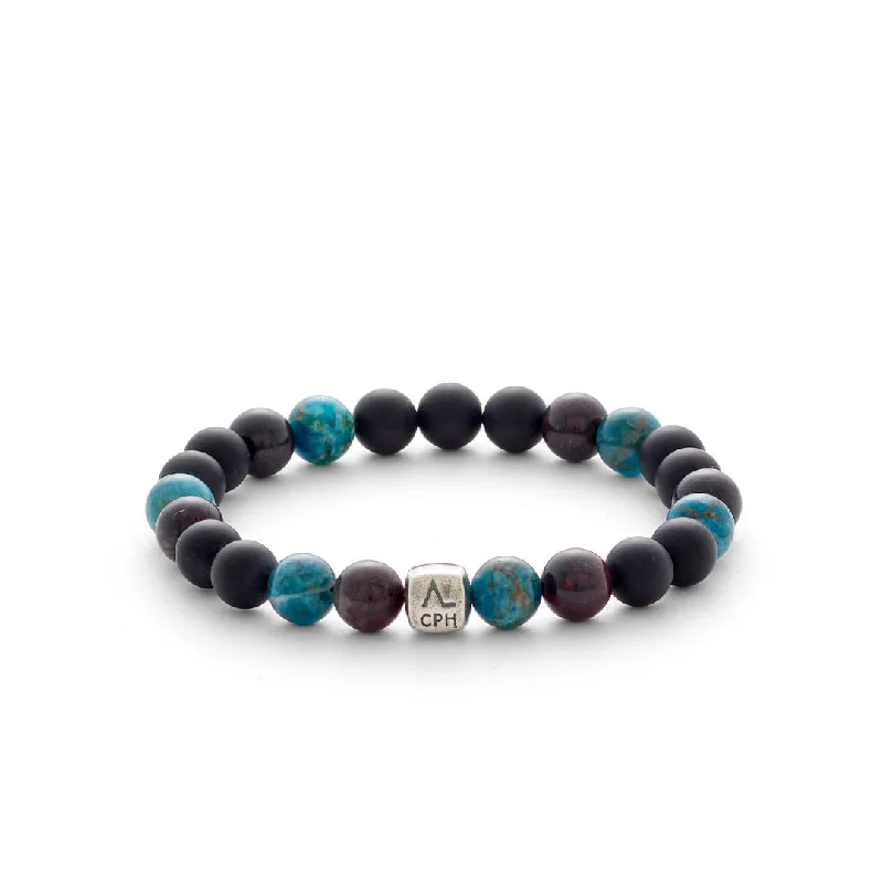 Timeless Jewelry At Special Discount Rates Rome (8mm) Silver Bracelet w. Heliotrope, Onyx & Apatite