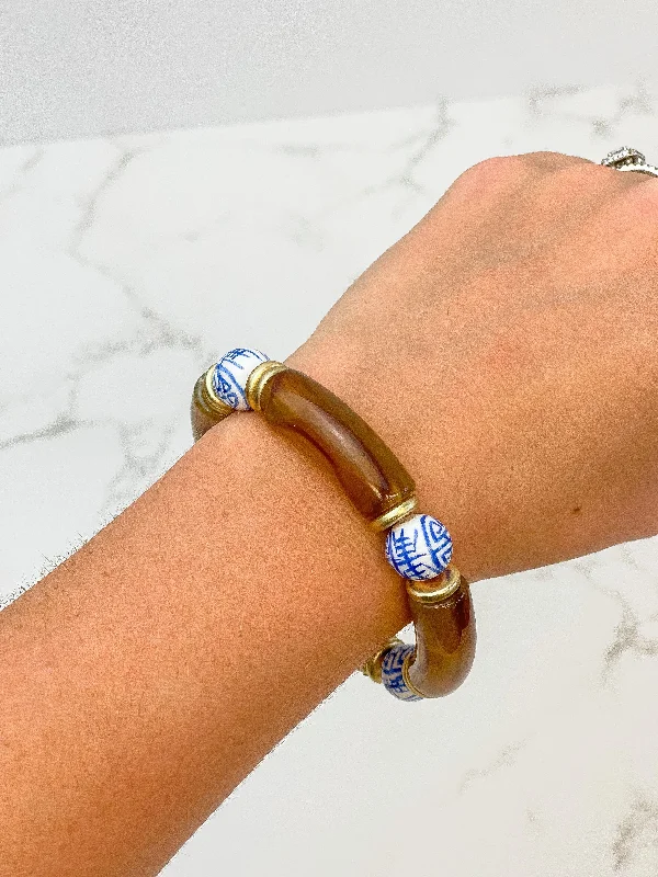 Limited Stock On Premium Jewelry At Low Prices Chinoiserie Acrylic Tube Stretch Bracelet - Tortoise Limited Stock On Premium Jewelry At Low Prices Chinoiserie Acrylic Tube Stretch Bracelet - Tortoise