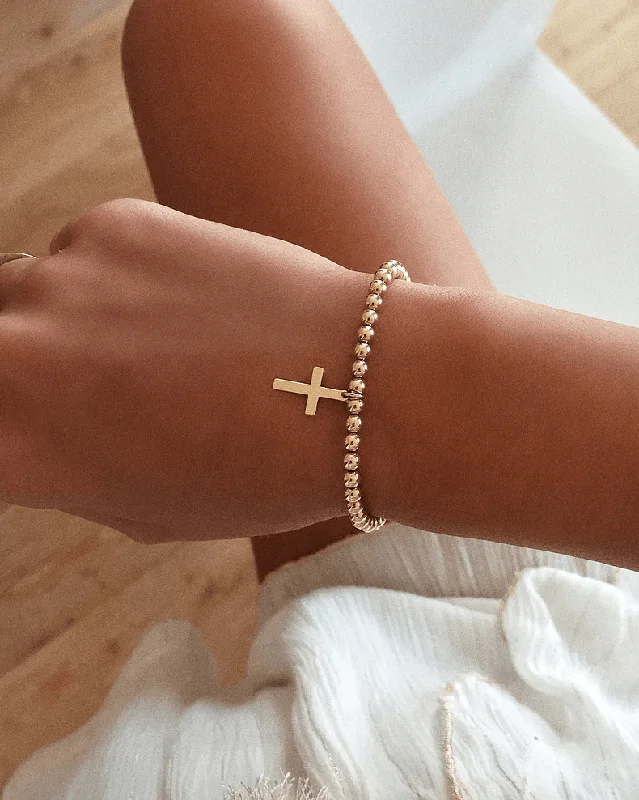 Your Perfect Accessory Now At The Best Price Cross Large Beaded Bracelet - 14k Yellow Gold Fill