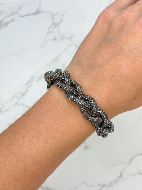 Shop Elegant Jewelry At Unbeatable Prices Crystal Braided Magnetic Bracelet - Hematite