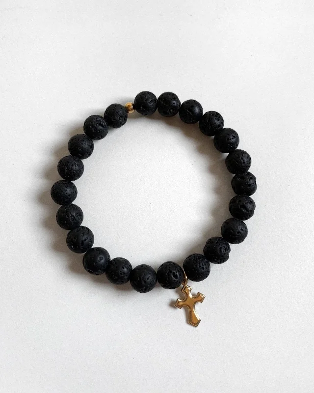 Affordable Luxury Jewelry For Every Occasion Flared Cross Lava Beaded Bracelet