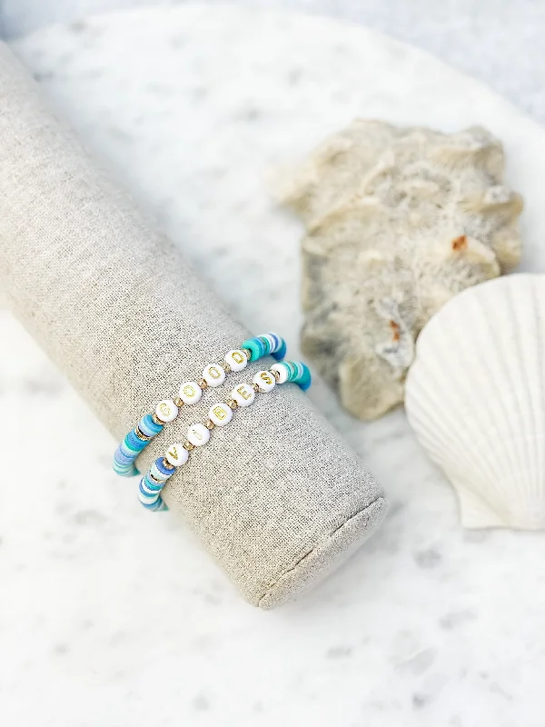 High-Quality Gemstone Jewelry For Special Occasions 'Good Vibes' Stretch Bracelet Set - Blue Multi High-Quality Gemstone Jewelry For Special Occasions 'Good Vibes' Stretch Bracelet Set - Blue Multi