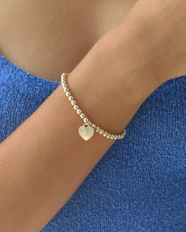 Seasonal Jewelry Clearance – Best Styles At The Lowest Prices Heart Large Beaded Bracelet  - 14k Yellow Gold Fill