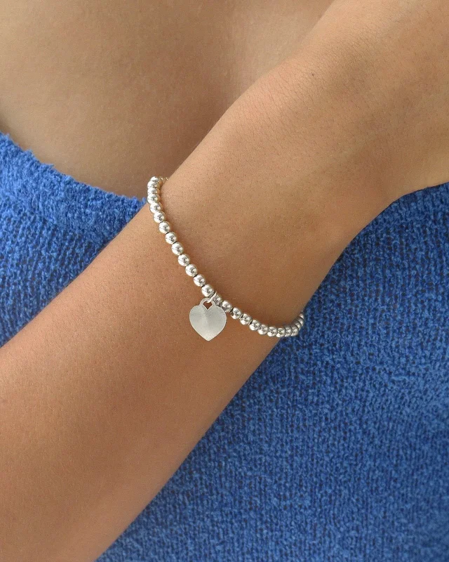 Luxury Jewelry At Unbeatable Discounts Heart Large Beaded Bracelet  - Sterling Silver