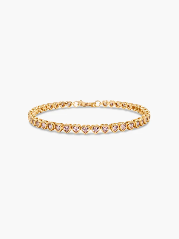 Affordable Luxury Jewelry For Every Occasion Heart Tennis Bracelet - Pink