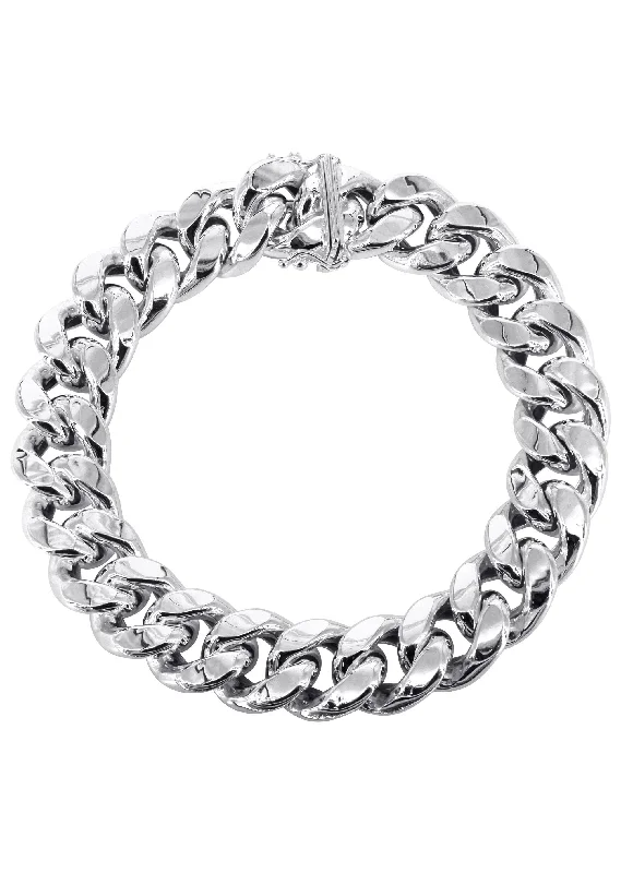 Grab Exquisite Jewelry At The Lowest Prices 14K White Gold Bracelet Semi Solid Miami Cuban Link Grab Exquisite Jewelry At The Lowest Prices 14K White Gold Bracelet Semi Solid Miami Cuban Link