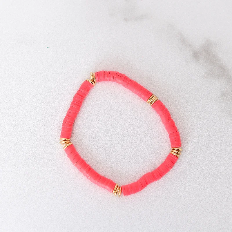 Discounted Jewelry For A Glamorous Look Hot Pink Polymer Clay Bracelet