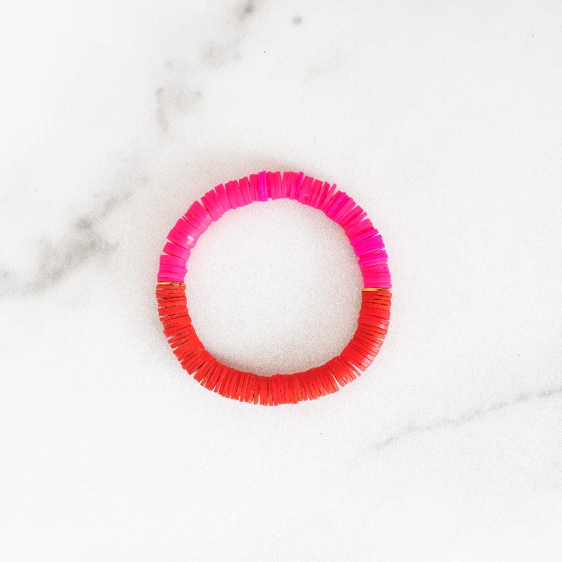Elegant Jewelry, Affordable Luxury – Shop Now Hot Pink & Red Polymer Clay Bracelet
