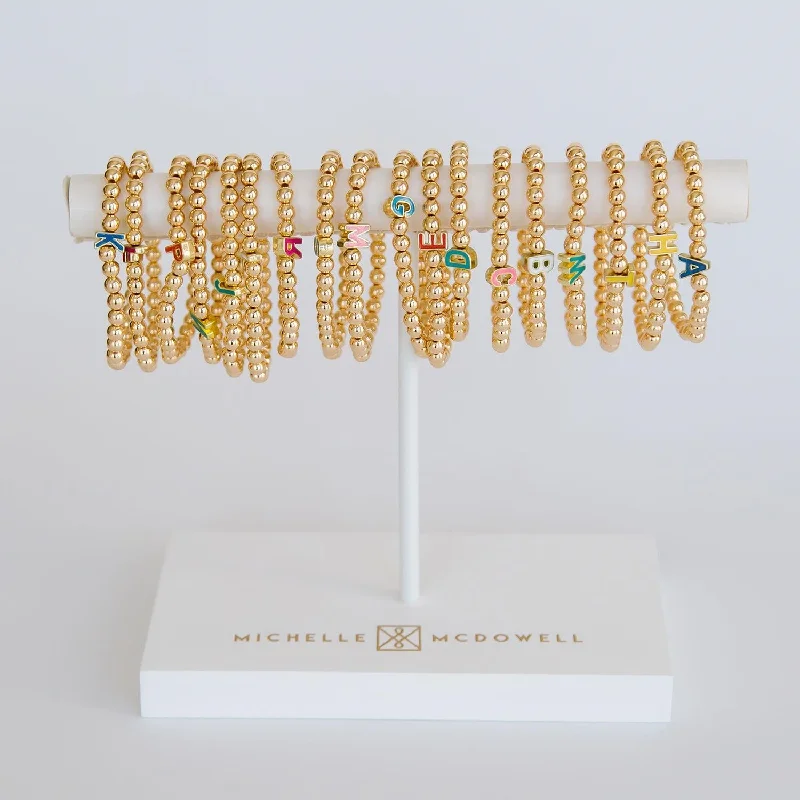 Get Your Favorite Jewelry At The Best Price Gold Bead Initial Stretch Bracelet