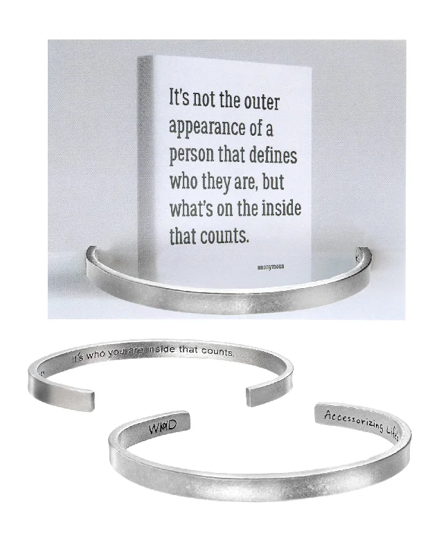 Don't Miss Out – Shop Elegant Jewelry For Less It's Who You Are on the Inside That Counts Quotable Cuff Bracelet Don't Miss Out – Shop Elegant Jewelry For Less It's Who You Are on the Inside That Counts Quotable Cuff Bracelet