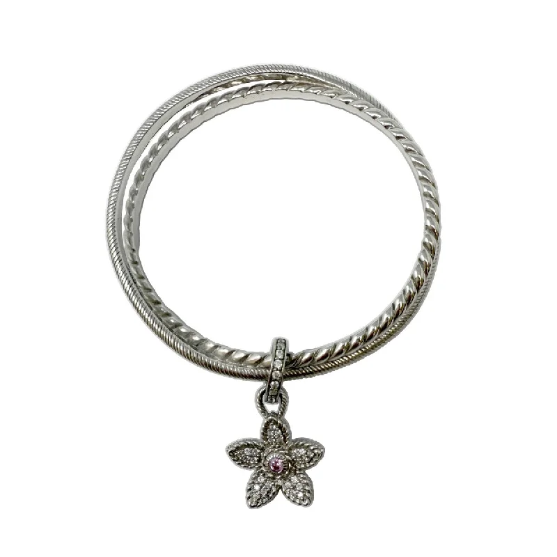 Best-Selling Jewelry Now Available At Special Deals Judith Ripka Sterling Silver Crossover Bangle with Charm