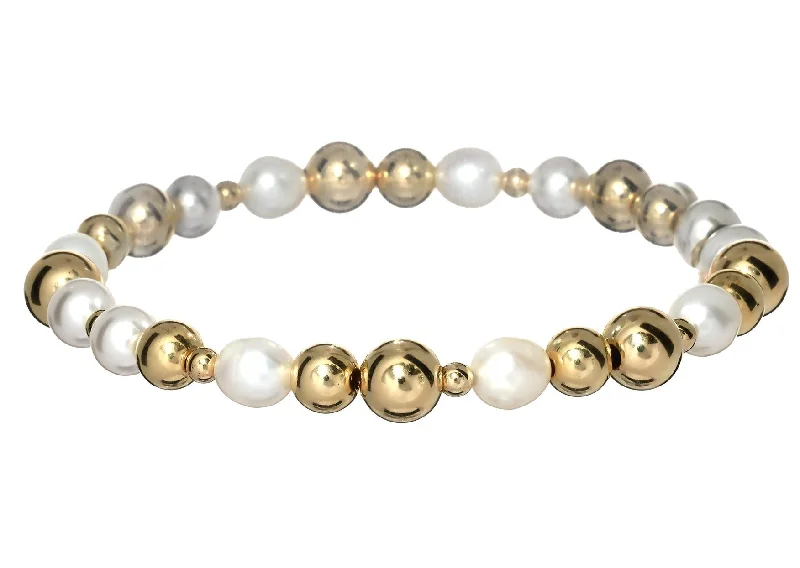 Eco-Friendly Sustainable Jewelry For Conscious Buyers "LARISSA" 14k gold-filled & pearl beaded bracelet Eco-Friendly Sustainable Jewelry For Conscious Buyers "LARISSA" 14k gold-filled & pearl beaded bracelet